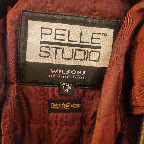 Pelle Studio Wilsons Leather Black Womens Trench Button Down Coat Size Xl - Picture 13 of 16